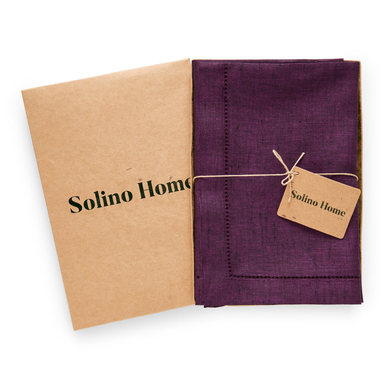Milan - 100% Pure Linen Dinner Napkins, Grape