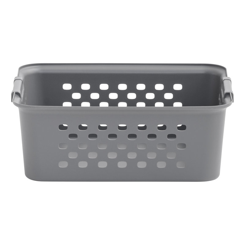 IRIS Medium Plastic Storage Baskets, Gray, 5.125" H x 11.25" W x 13.875" D