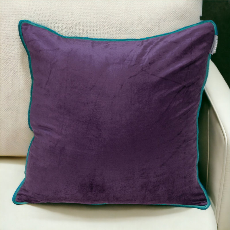 Coussin décoratif en velours réversible mauve et blanc, Mauve / Blanc