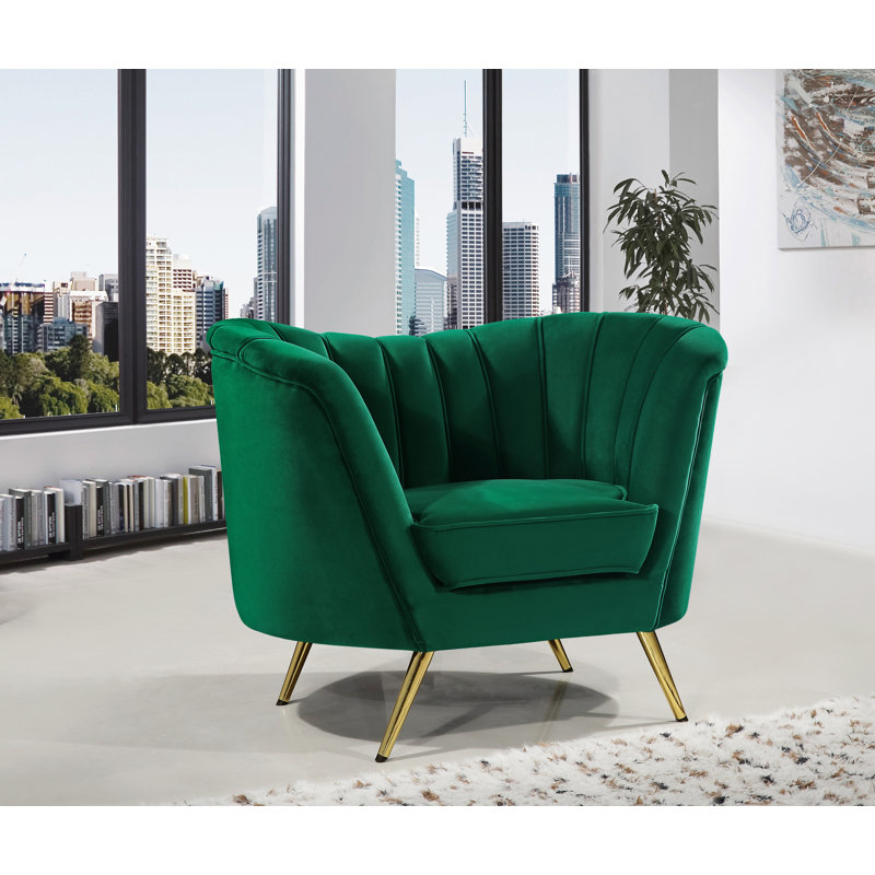 fauteuil demi-tonneau Koger, Velours vert