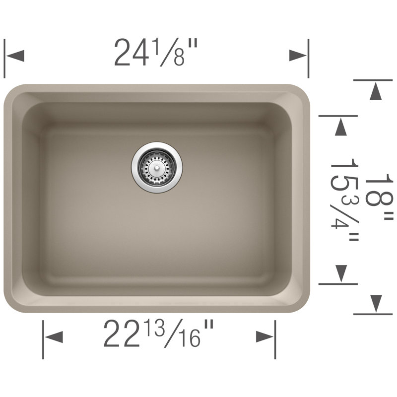 Évier de cuisine en granite avec crépine L 24 po x l 18 po Vision, Truffe