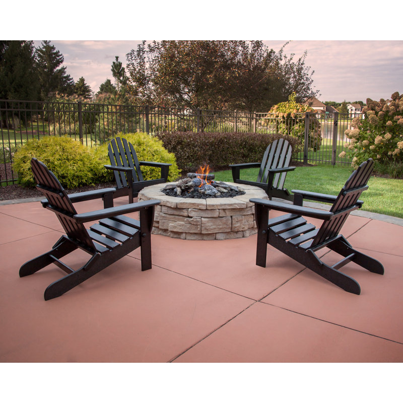 Classics Classics 4-Piece Folding Adirondack Conversation Set, Black