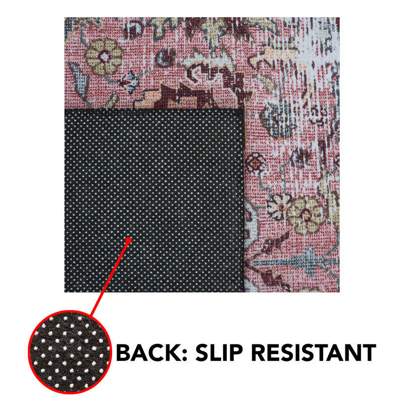 Gulick Oriental Area Rug in Pink/Beige, Rectangle 6' x 9'