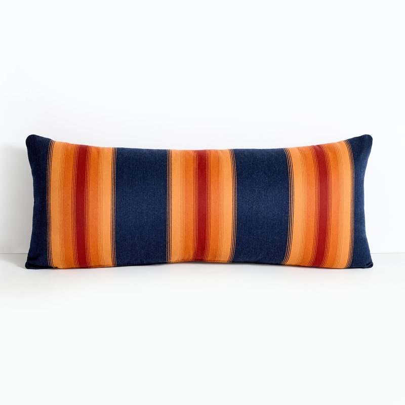 Coussin décoratif réversible Demetrick, Bleu marine / orange