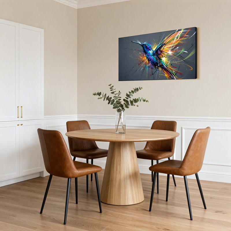 Ensemble d'une toile imprimée abstraite représentant un colibri coloré, 4020