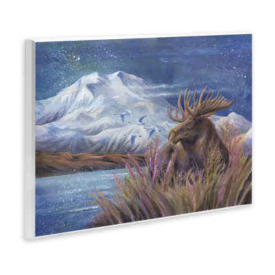 Plaque murale Moose & Snowy White Mountain, design par Jody Bergsma