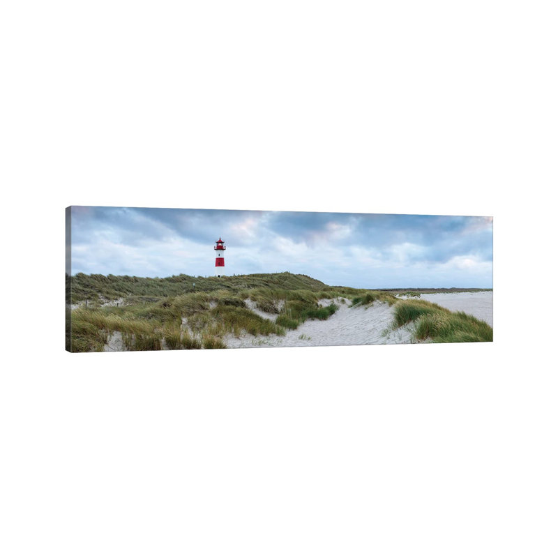 Panoramic View Of The Lighthouse List Ost, Sylt, Schleswig-Holstein, Germany by Jan Becke - Wrapped Canvas Panoramic Print