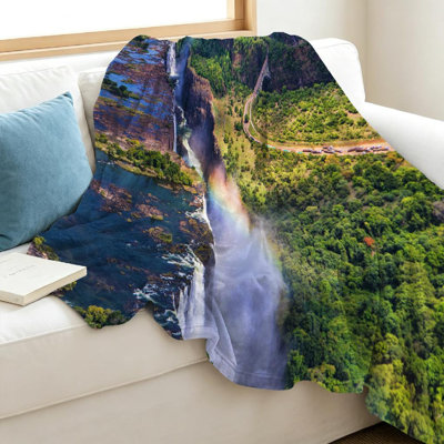 Clear Ultra Soft Flannel Fleece Throw Blanket,Rainbow Over Victoria Single-Sided Print