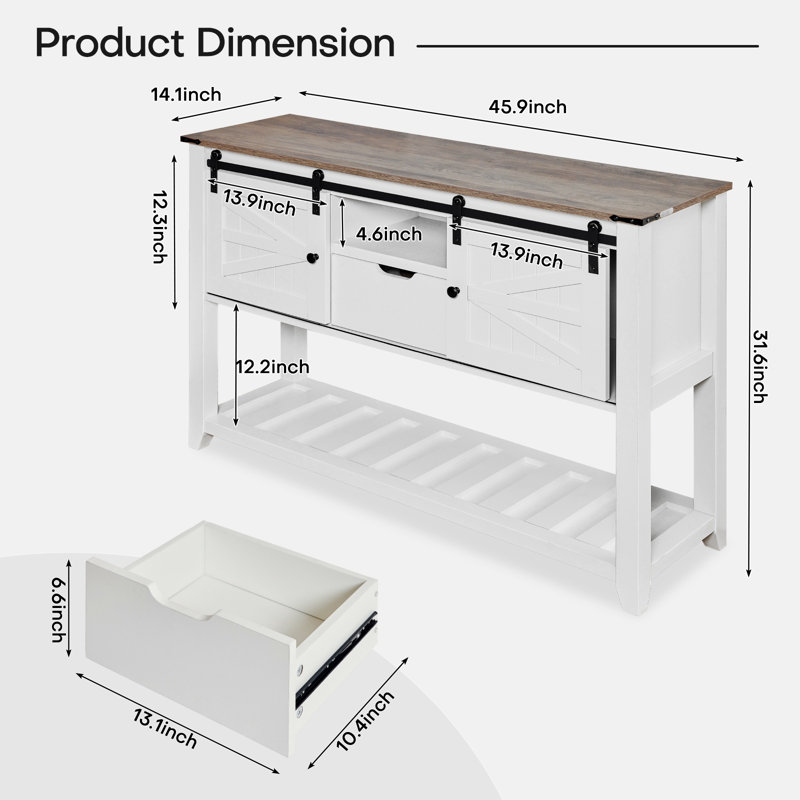 Latravius 45.9'' Console Table, Gray/Brown