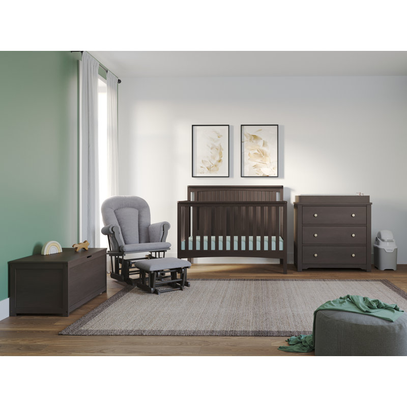 Harmony Dapper Gray 3-Drawer Nursery Dresser with Table Topper