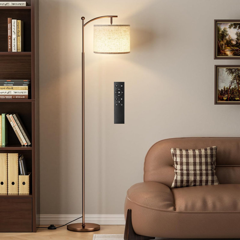 Adjustable Brightness & Color Temperature Floor Lamp With Remote Control, Rotating Lampshade, Magnetic Remote & Timer Function, Easy Assembly