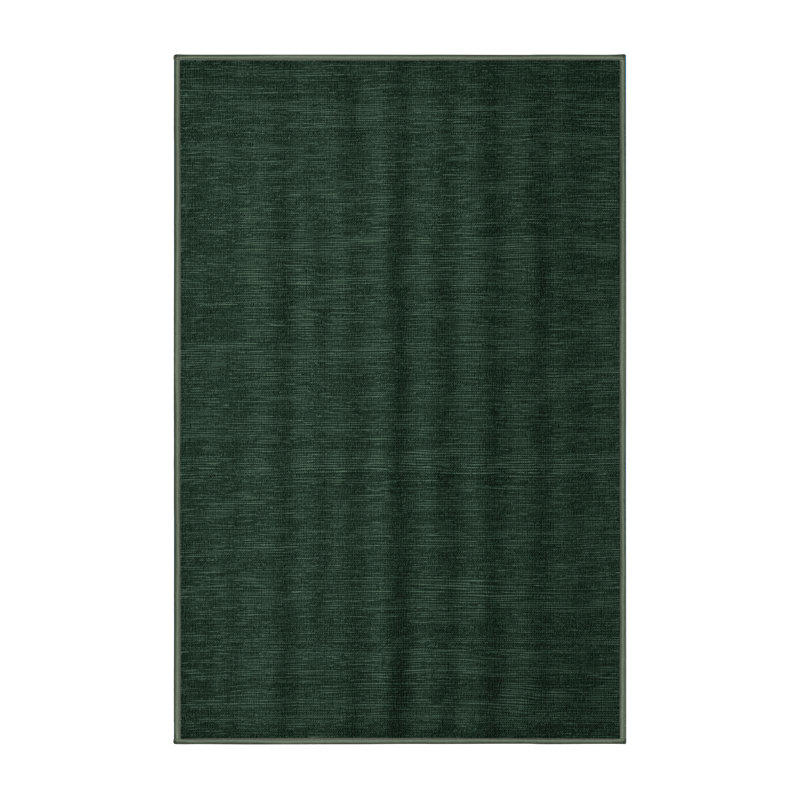 Machine Washable Solid Green Area Rug, Rectangle 6' x 9'