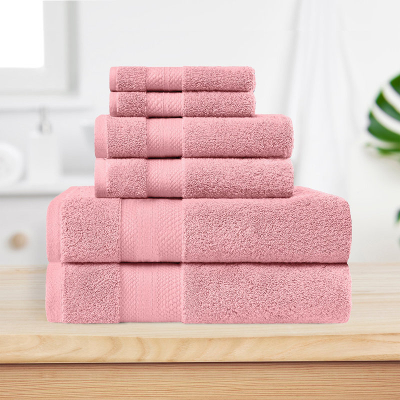 Collection de serviettes finlandaises en peluche 100% turque, Rose corail, Ensemble 6 serviettes de bain