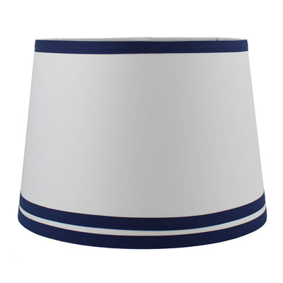 Abat-jour empire en coton blanc / bleu marine