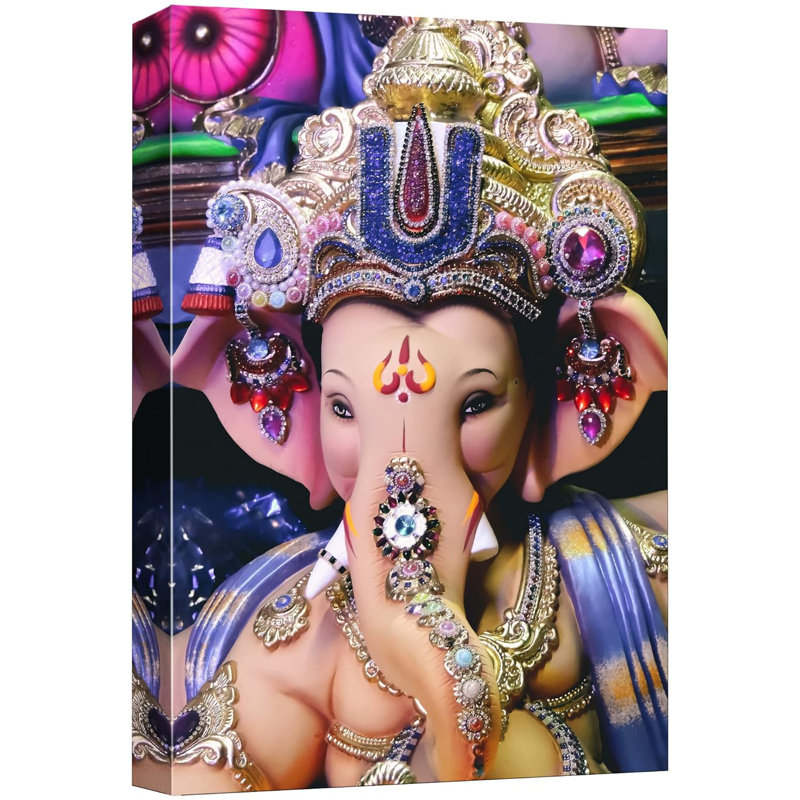 Vibrant mauve Ganesha, dieu indou de la Sagesse, statue, photographie religieuse, impression sur toile