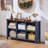6 Cube Bookcase, Farmhouse Wood Low Storage Organizer Book Shelf, 47" Horizontal Navy Console Bookshelf With Legs, Hallway Book Case For Entryway, Display Cabinet For Living Room, Office-33435128-33435132