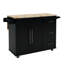 Îlot de cuisine avec support à épices, porte-serviettes et plateau de table en bois massif extensible - noir-1098617360