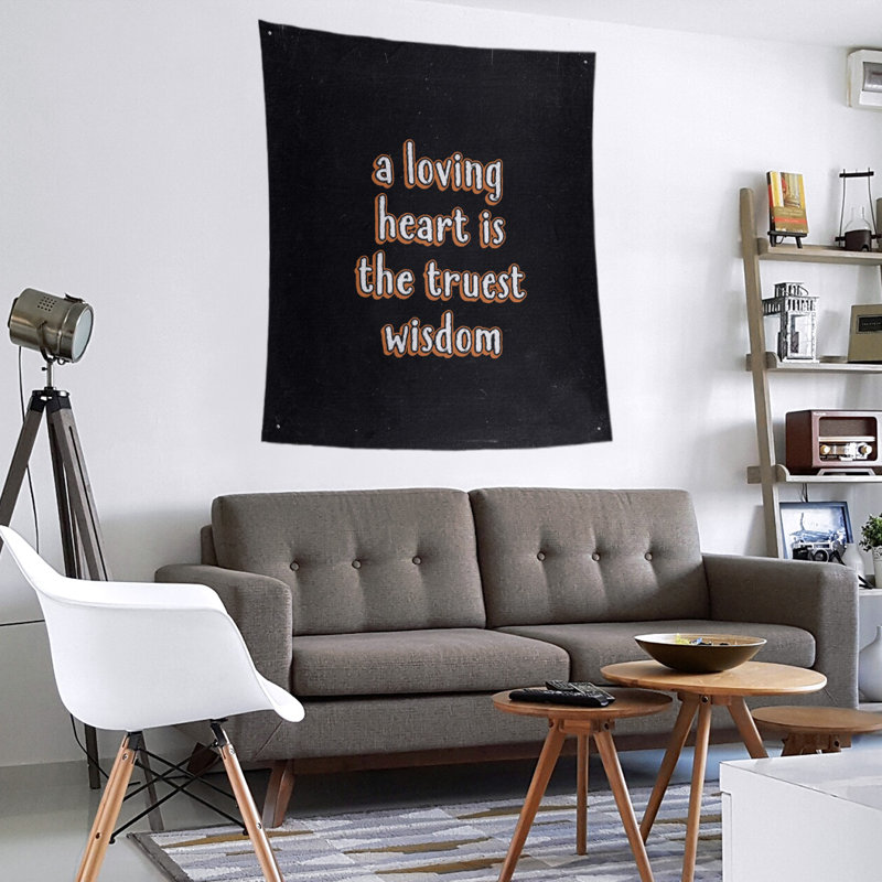 Tapisserie en polyester avec citation en polyester, H 60 po x l 51 po, Orange