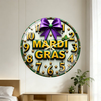Horloge murale 16 po Mardi Gras