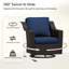 Ensemble de conversation en rotin pour 2 personnes avec table d'appoint, 2 chaises pivotantes et coussins bleus-2031180292