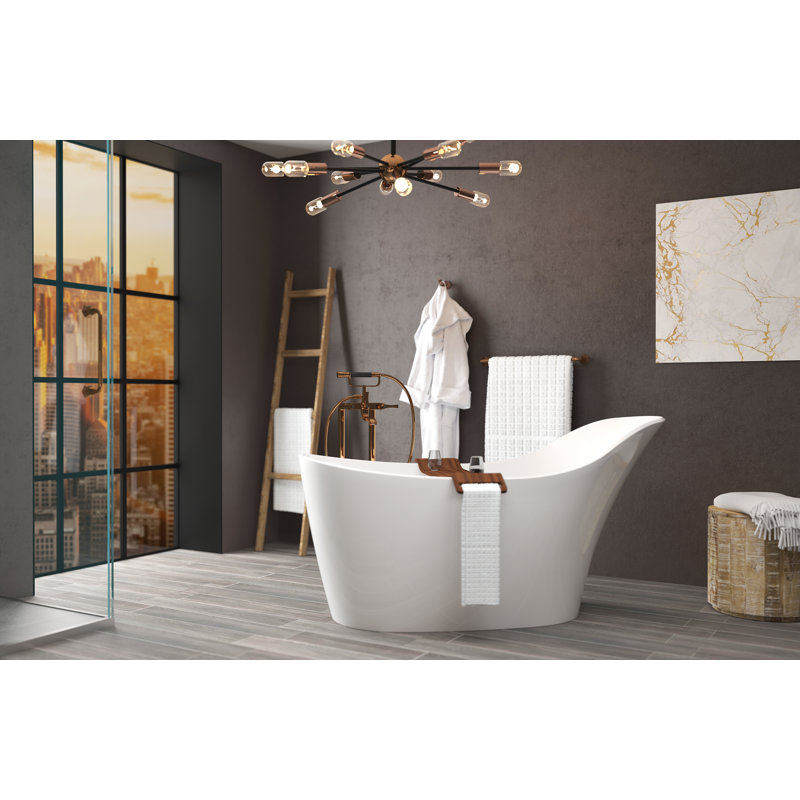 Tambolo Freestanding Bath Caddy, White, 0.63" H x 34.38" W x 7.88" D