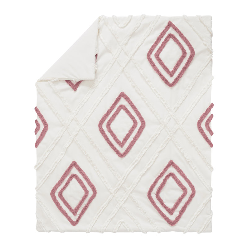 Ensemble de literie pour lit de bébé ivoire Diamond touffeté 4 pièces par Sweet Jojo Designs, Blanc cassé / rose mauve
