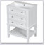 Meuble-lavabo 24 po avec lavabo, meuble de rangement pour salle de bain avec tiroir et tablette ouverte, structure en bois massif, blanc