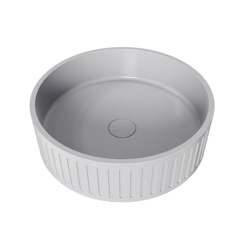 15'' Concrete Vessel Round Modern Gray Bathroom Sink