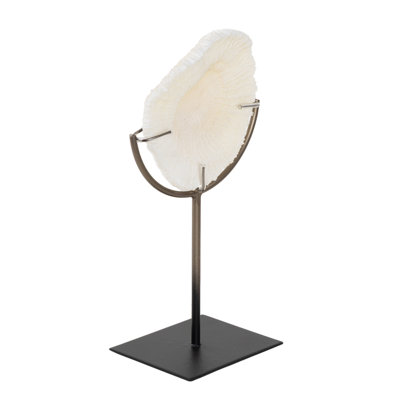 Polystone Coral Textured Decorative Sculpture with Bronze Stand