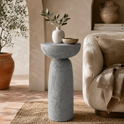 Sleek Cylinder Sandstone Side Table