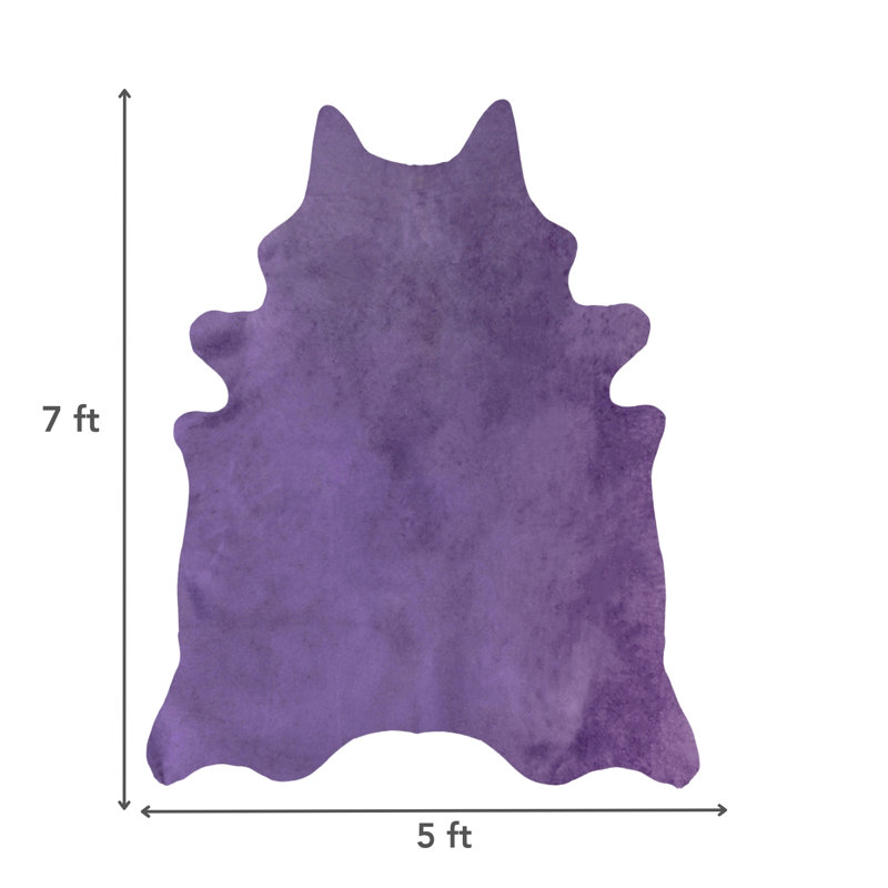 Tapis mauve en cuir de vache fait à la main Plainsboro, 5 pi x 7 pi