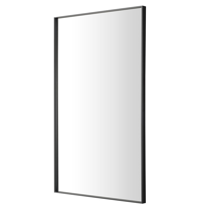Modern & Contemporary Rectangle Bathroom Vanity Mirror Metal Framed Wall Mirror, Black, 25.7" x 40"