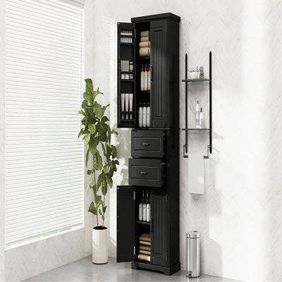 Armoire de rangement avec espace de rangement multifonctionnel, portes avec tablettes de rangement, 2 tiroirs, tablette réglable