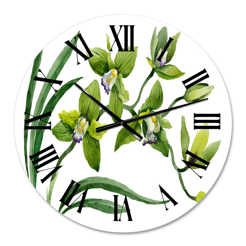 Orchidée verte - Horloge murale traditionnelle, Petit