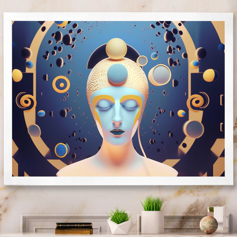 «Sci-Fi Beauty Futuristic Space Portrait» sur toile, H 30 po x l 40 po x P 1,5 po, Cadre photo blanc