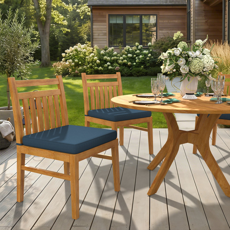 Sunbrella Indoor/Outdoor Dining Chair Cushion, Sunbrella® Spectrum Indigo, 21" W x 19" D