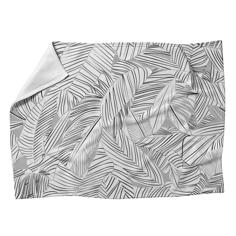 Leaves Nature Motif Leaves Fleece Blanket, 50" W x 60" L
