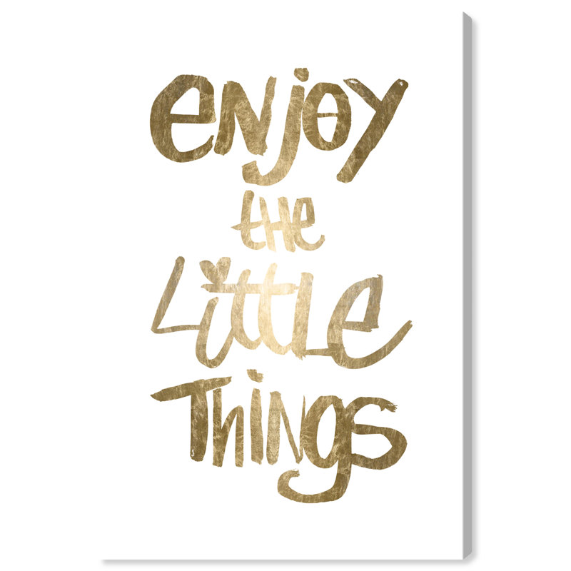 «Enjoy It All White and Gold», reproduction d'art textuel sur toile, Toile tendue, H 15 po x l 10 po x P 1,5 po