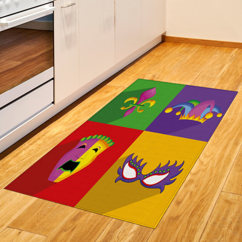 Mardi Gras High Density Long Fiber Poly Threads Decorative Area Rug Carpet, Rectangle 2'7" x 5'