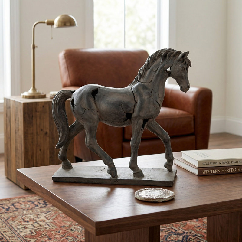 Hafssa Decorative Objects Horse Sculpture for Home Decor – Modern Statues and Figurines for Decorations for Living Room, Shelf Decor, Kitchen Decor, or Office – 16", Brown