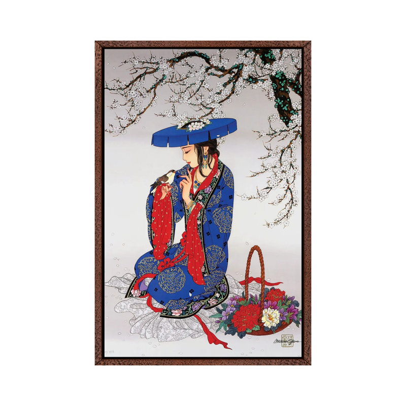 Melody Of Spring - Painting on Canvas, 66.04 cm H x 45.72 cm W, Classic Brown Wood Framed