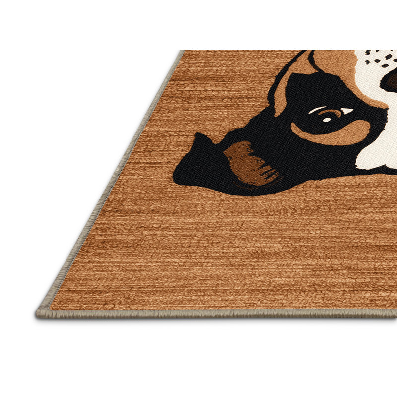 Washable Staffordshire Bull Terrier Dogs Area Rug, Square 4'