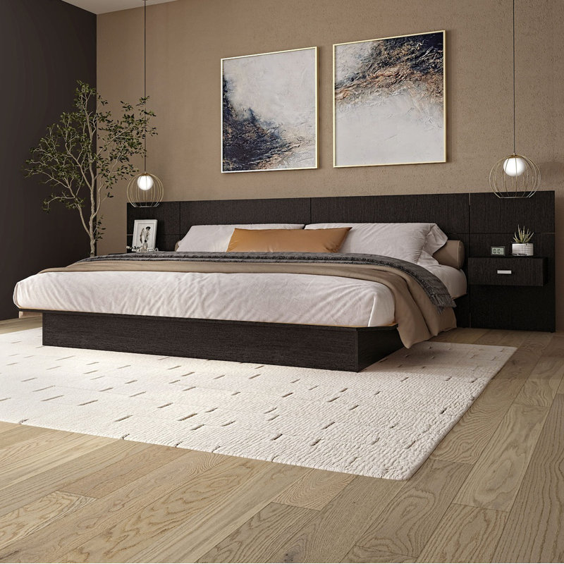 Plateforme de chambre Katsuki, Très grand lit, Noir Karisma