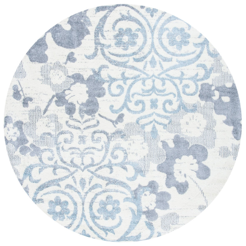 Samsel Performance Floral Rug, Round 6'7"