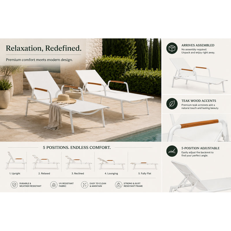 Dean Outdoor Teak Chaise Lounge