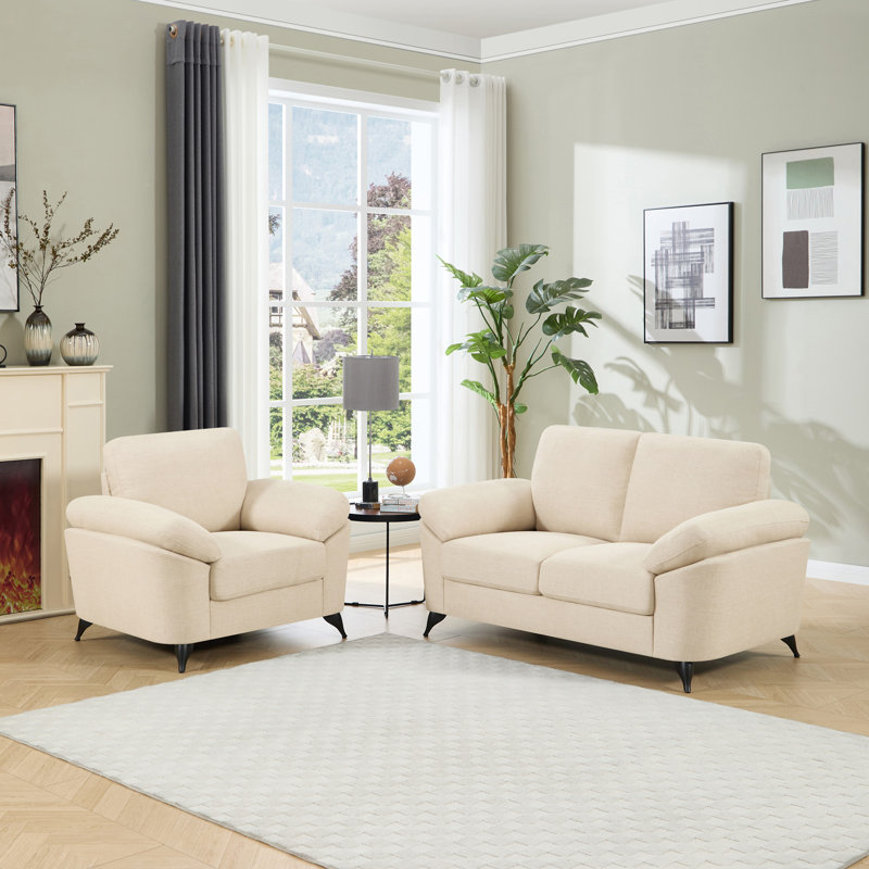 Sabita 3 Seater Linen Sofa, Beige