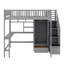 Lit mezzanine double avec bibliothèque, tiroirs, bureau et garde-robe-269832029