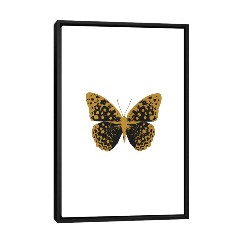 «Butterfly», impression sur toile en noir, H 60 po x l 40po x P 1,5 po, Toile avec cadre noir, Pas de tapis