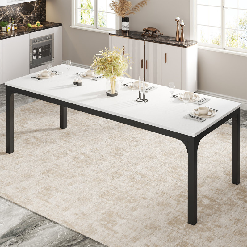 Lamekia Metal Base Dining Table, White, Black