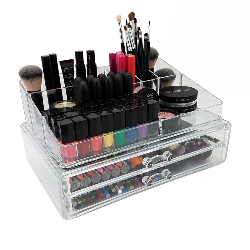Rangement de maquillage/bijoux à 2 niveaux deluxe